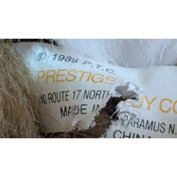 Vintage Prestige 1989 Plush Rabbit Brown & White With Ribbon 16" Soft Toy - Picture 7 of 9